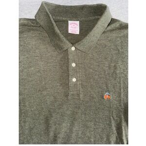 Brooks Brothers Men Polo Long Sleeve Shirt Olive Green Size XXL Heavyweight